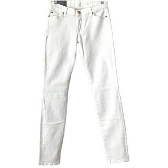 7 for All Mankind The Skinny Second Skin Legging Jeans White 28 - Picture 2 of 7
